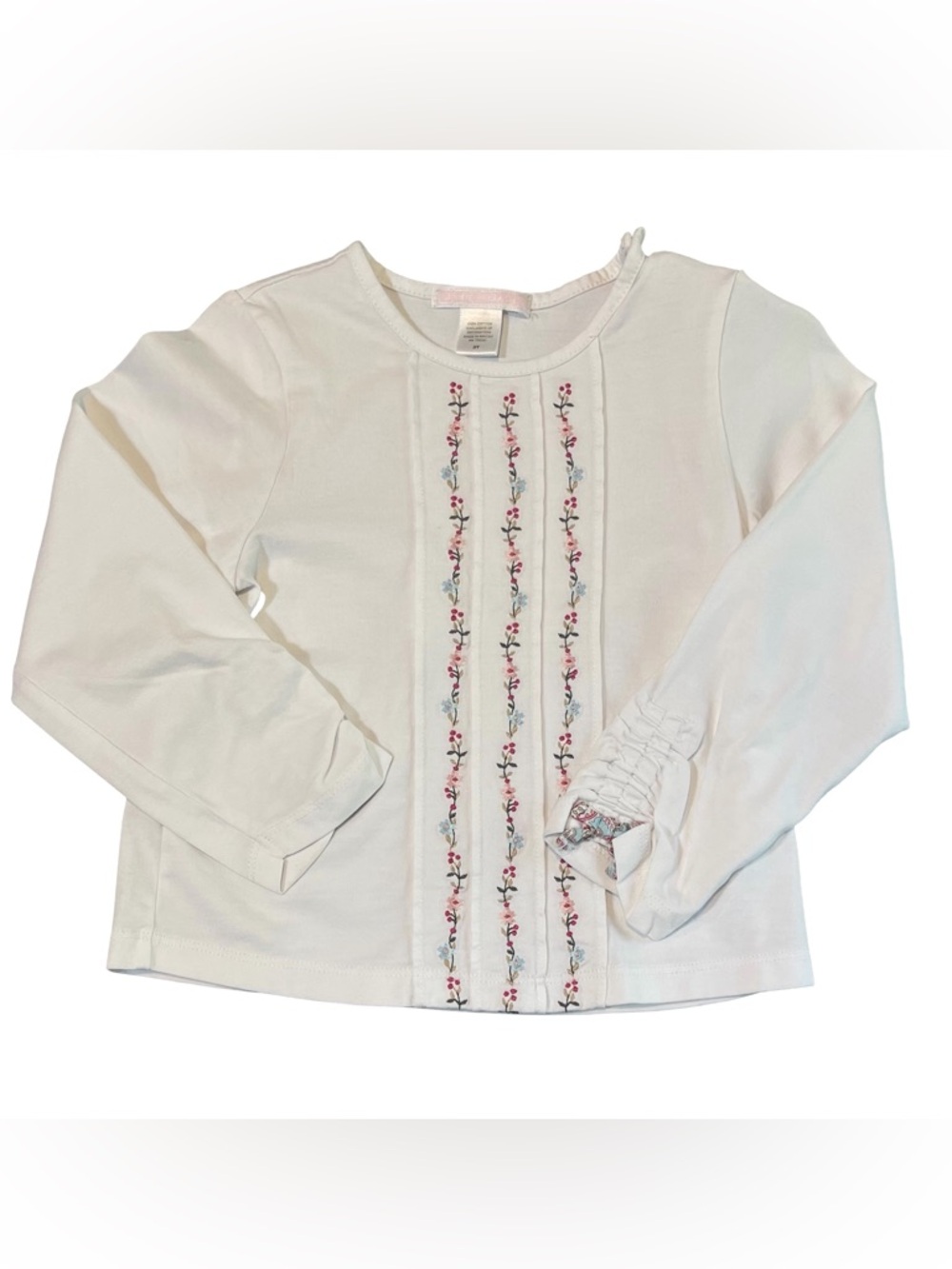 Janie and Jack Riding Club Long-Sleeve Tee with Pink Floral Embroidery 3T